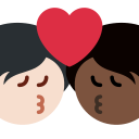 Twitter (Twemoji 14.0)  🧑🏻‍❤️‍💋‍🧑🏿  Kiss: Person, Person, Light Skin Tone, Dark Skin Tone Emoji
