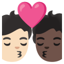 Google (Android 12L)  🧑🏻‍❤️‍💋‍🧑🏿  Kiss: Person, Person, Light Skin Tone, Dark Skin Tone Emoji