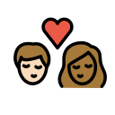 OpenMoji 13.1  🧑🏻‍❤️‍💋‍🧑🏾  Kiss: Person, Person, Light Skin Tone, Medium-dark Skin Tone Emoji