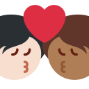Twitter (Twemoji 14.0)  🧑🏻‍❤️‍💋‍🧑🏾  Kiss: Person, Person, Light Skin Tone, Medium-dark Skin Tone Emoji