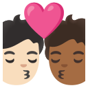 Google (Android 12L)  🧑🏻‍❤️‍💋‍🧑🏾  Kiss: Person, Person, Light Skin Tone, Medium-dark Skin Tone Emoji