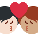 Twitter (Twemoji 14.0)  🧑🏻‍❤️‍💋‍🧑🏽  Kiss: Person, Person, Light Skin Tone, Medium Skin Tone Emoji
