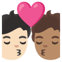 Google (Android 12L)  🧑🏻‍❤️‍💋‍🧑🏽  Kiss: Person, Person, Light Skin Tone, Medium Skin Tone Emoji