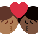 Twitter (Twemoji 14.0)  🧑🏾‍❤️‍💋‍🧑🏿  Kiss: Person, Person, Medium-dark Skin Tone, Dark Skin Tone Emoji