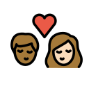 OpenMoji 13.1  🧑🏾‍❤️‍💋‍🧑🏻  Kiss: Person, Person, Medium-dark Skin Tone, Light Skin Tone Emoji