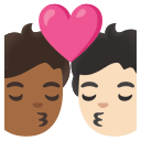 Google (Android 12L)  🧑🏾‍❤️‍💋‍🧑🏻  Kiss: Person, Person, Medium-dark Skin Tone, Light Skin Tone Emoji