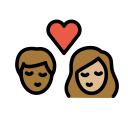 OpenMoji 13.1  🧑🏾‍❤️‍💋‍🧑🏼  Kiss: Person, Person, Medium-dark Skin Tone, Medium-light Skin Tone Emoji
