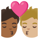 Google (Android 12L)  🧑🏾‍❤️‍💋‍🧑🏼  Kiss: Person, Person, Medium-dark Skin Tone, Medium-light Skin Tone Emoji