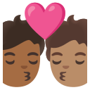 Google (Android 12L)  🧑🏾‍❤️‍💋‍🧑🏽  Kiss: Person, Person, Medium-dark Skin Tone, Medium Skin Tone Emoji
