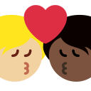 Twitter (Twemoji 14.0)  🧑🏼‍❤️‍💋‍🧑🏿  Kiss: Person, Person, Medium-light Skin Tone, Dark Skin Tone Emoji
