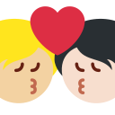 Twitter (Twemoji 14.0)  🧑🏼‍❤️‍💋‍🧑🏻  Kiss: Person, Person, Medium-light Skin Tone, Light Skin Tone Emoji