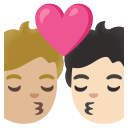 Google (Android 12L)  🧑🏼‍❤️‍💋‍🧑🏻  Kiss: Person, Person, Medium-light Skin Tone, Light Skin Tone Emoji