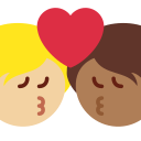 Twitter (Twemoji 14.0)  🧑🏼‍❤️‍💋‍🧑🏾  Kiss: Person, Person, Medium-light Skin Tone, Medium-dark Skin Tone Emoji