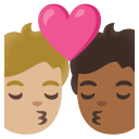 Google (Android 12L)  🧑🏼‍❤️‍💋‍🧑🏾  Kiss: Person, Person, Medium-light Skin Tone, Medium-dark Skin Tone Emoji