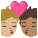 Google (Android 12L)  🧑🏼‍❤️‍💋‍🧑🏽  Kiss: Person, Person, Medium-light Skin Tone, Medium Skin Tone Emoji