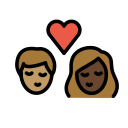 OpenMoji 13.1  🧑🏽‍❤️‍💋‍🧑🏿  Kiss: Person, Person, Medium Skin Tone, Dark Skin Tone Emoji