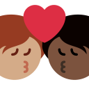 Twitter (Twemoji 14.0)  🧑🏽‍❤️‍💋‍🧑🏿  Kiss: Person, Person, Medium Skin Tone, Dark Skin Tone Emoji