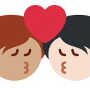 Twitter (Twemoji 14.0)  🧑🏽‍❤️‍💋‍🧑🏻  Kiss: Person, Person, Medium Skin Tone, Light Skin Tone Emoji