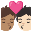 Google (Android 12L)  🧑🏽‍❤️‍💋‍🧑🏻  Kiss: Person, Person, Medium Skin Tone, Light Skin Tone Emoji