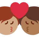 Twitter (Twemoji 14.0)  🧑🏽‍❤️‍💋‍🧑🏾  Kiss: Person, Person, Medium Skin Tone, Medium-dark Skin Tone Emoji