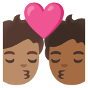 Google (Android 12L)  🧑🏽‍❤️‍💋‍🧑🏾  Kiss: Person, Person, Medium Skin Tone, Medium-dark Skin Tone Emoji