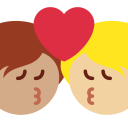 Twitter (Twemoji 14.0)  🧑🏽‍❤️‍💋‍🧑🏼  Kiss: Person, Person, Medium Skin Tone, Medium-light Skin Tone Emoji