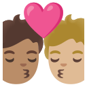 Google (Android 12L)  🧑🏽‍❤️‍💋‍🧑🏼  Kiss: Person, Person, Medium Skin Tone, Medium-light Skin Tone Emoji