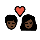 OpenMoji 13.1  👩🏿‍❤️‍💋‍👨🏿  Kiss: Woman, Man, Dark Skin Tone Emoji