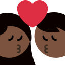 Twitter (Twemoji 14.0)  👩🏿‍❤️‍💋‍👨🏿  Kiss: Woman, Man, Dark Skin Tone Emoji