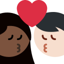 Twitter (Twemoji 14.0)  👩🏿‍❤️‍💋‍👨🏻  Kiss: Woman, Man, Dark Skin Tone, Light Skin Tone Emoji