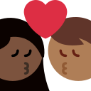 Twitter (Twemoji 14.0)  👩🏿‍❤️‍💋‍👨🏾  Kiss: Woman, Man, Dark Skin Tone, Medium-dark Skin Tone Emoji