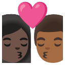 Google (Android 12L)  👩🏿‍❤️‍💋‍👨🏾  Kiss: Woman, Man, Dark Skin Tone, Medium-dark Skin Tone Emoji