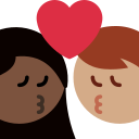 Twitter (Twemoji 14.0)  👩🏿‍❤️‍💋‍👨🏽  Kiss: Woman, Man, Dark Skin Tone, Medium Skin Tone Emoji