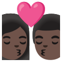 Google (Android 12L)  👩🏿‍❤️‍💋‍👨🏿  Kiss: Woman, Man, Dark Skin Tone Emoji