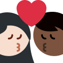 Twitter (Twemoji 14.0)  👩🏻‍❤️‍💋‍👨🏿  Kiss: Woman, Man, Light Skin Tone, Dark Skin Tone Emoji