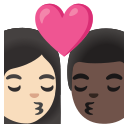 Google (Android 12L)  👩🏻‍❤️‍💋‍👨🏿  Kiss: Woman, Man, Light Skin Tone, Dark Skin Tone Emoji