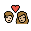OpenMoji 13.1  👩🏻‍❤️‍💋‍👨🏼  Kiss: Woman, Man, Light Skin Tone, Medium-light Skin Tone Emoji