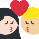Twitter (Twemoji 14.0)  👩🏻‍❤️‍💋‍👨🏼  Kiss: Woman, Man, Light Skin Tone, Medium-light Skin Tone Emoji
