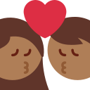 Twitter (Twemoji 14.0)  👩🏾‍❤️‍💋‍👨🏾  Kiss: Woman, Man, Medium-dark Skin Tone Emoji