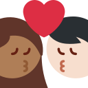 Twitter (Twemoji 14.0)  👩🏾‍❤️‍💋‍👨🏻  Kiss: Woman, Man, Medium-dark Skin Tone, Light Skin Tone Emoji