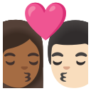 Google (Android 12L)  👩🏾‍❤️‍💋‍👨🏻  Kiss: Woman, Man, Medium-dark Skin Tone, Light Skin Tone Emoji