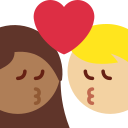 Twitter (Twemoji 14.0)  👩🏾‍❤️‍💋‍👨🏼  Kiss: Woman, Man, Medium-dark Skin Tone, Medium-light Skin Tone Emoji