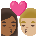 Google (Android 12L)  👩🏾‍❤️‍💋‍👨🏼  Kiss: Woman, Man, Medium-dark Skin Tone, Medium-light Skin Tone Emoji