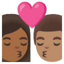 Google (Android 12L)  👩🏾‍❤️‍💋‍👨🏽  Kiss: Woman, Man, Medium-dark Skin Tone, Medium Skin Tone Emoji