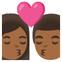Google (Android 12L)  👩🏾‍❤️‍💋‍👨🏾  Kiss: Woman, Man, Medium-dark Skin Tone Emoji