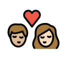 OpenMoji 13.1  👩🏼‍❤️‍💋‍👨🏻  Kiss: Woman, Man, Medium-light Skin Tone, Light Skin Tone Emoji