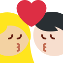 Twitter (Twemoji 14.0)  👩🏼‍❤️‍💋‍👨🏻  Kiss: Woman, Man, Medium-light Skin Tone, Light Skin Tone Emoji
