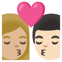 Google (Android 12L)  👩🏼‍❤️‍💋‍👨🏻  Kiss: Woman, Man, Medium-light Skin Tone, Light Skin Tone Emoji