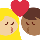 Twitter (Twemoji 14.0)  👩🏼‍❤️‍💋‍👨🏾  Kiss: Woman, Man, Medium-light Skin Tone, Medium-dark Skin Tone Emoji