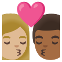 Google (Android 12L)  👩🏼‍❤️‍💋‍👨🏾  Kiss: Woman, Man, Medium-light Skin Tone, Medium-dark Skin Tone Emoji